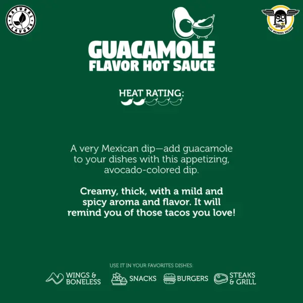 Best Wings Sauces, Guacamole Sauce, Guacamole green sauce.